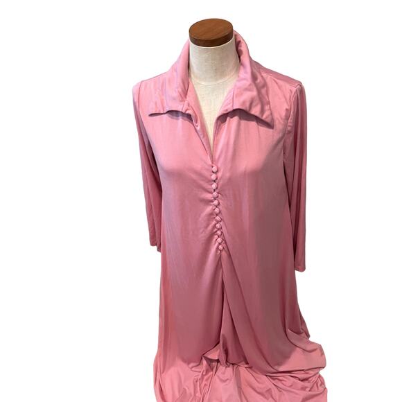 Vintage 70s The Gilberts for Tally New York Elegant Pink Maxi Dress - Picture 3 of 7